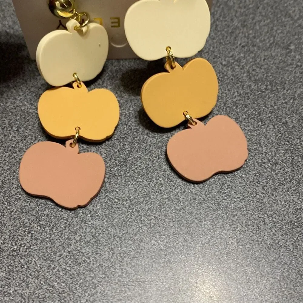 NWT Fall wooden‎ pumpkin dangle earrings thanksgiving Halloween
